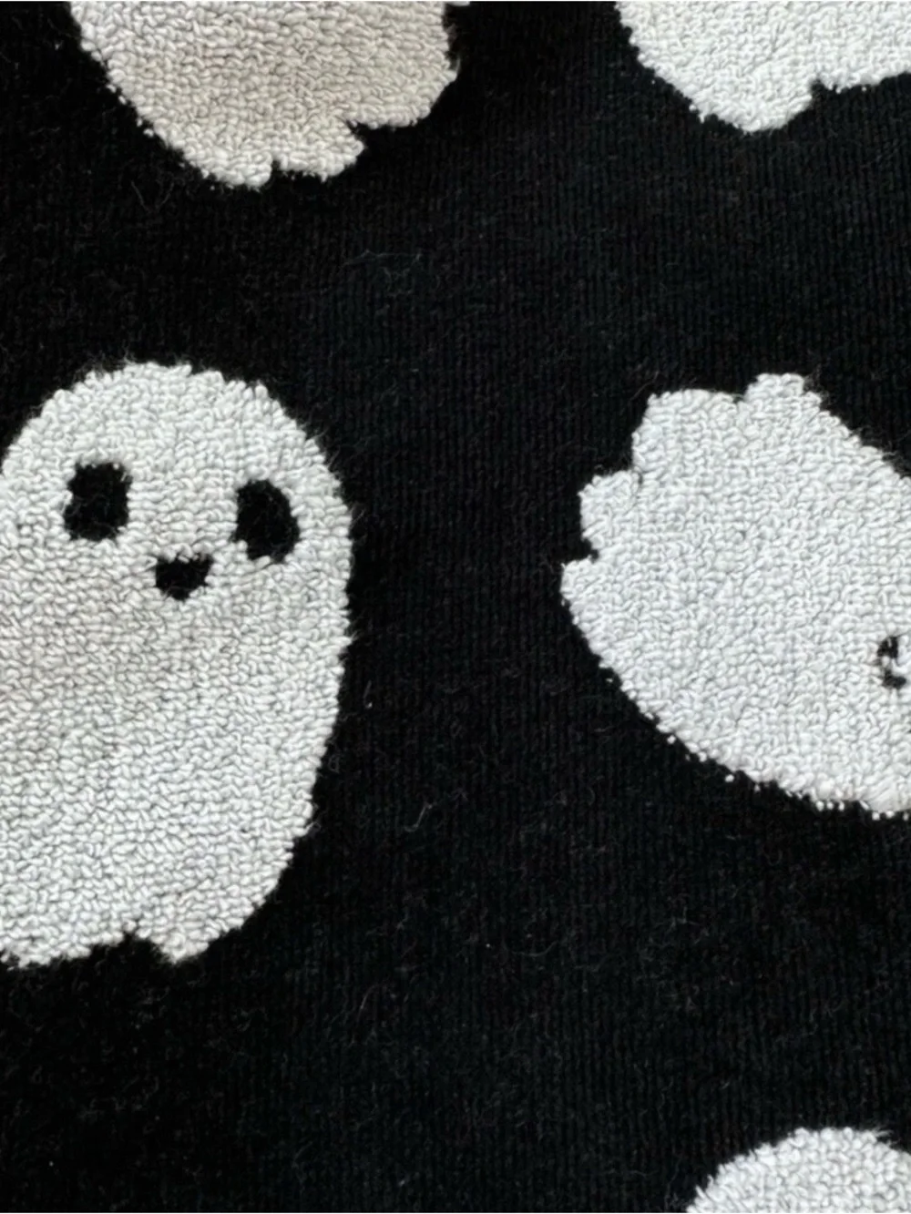 CARO Halloween Ghost Bath Towel in Black & White with Orange Trim